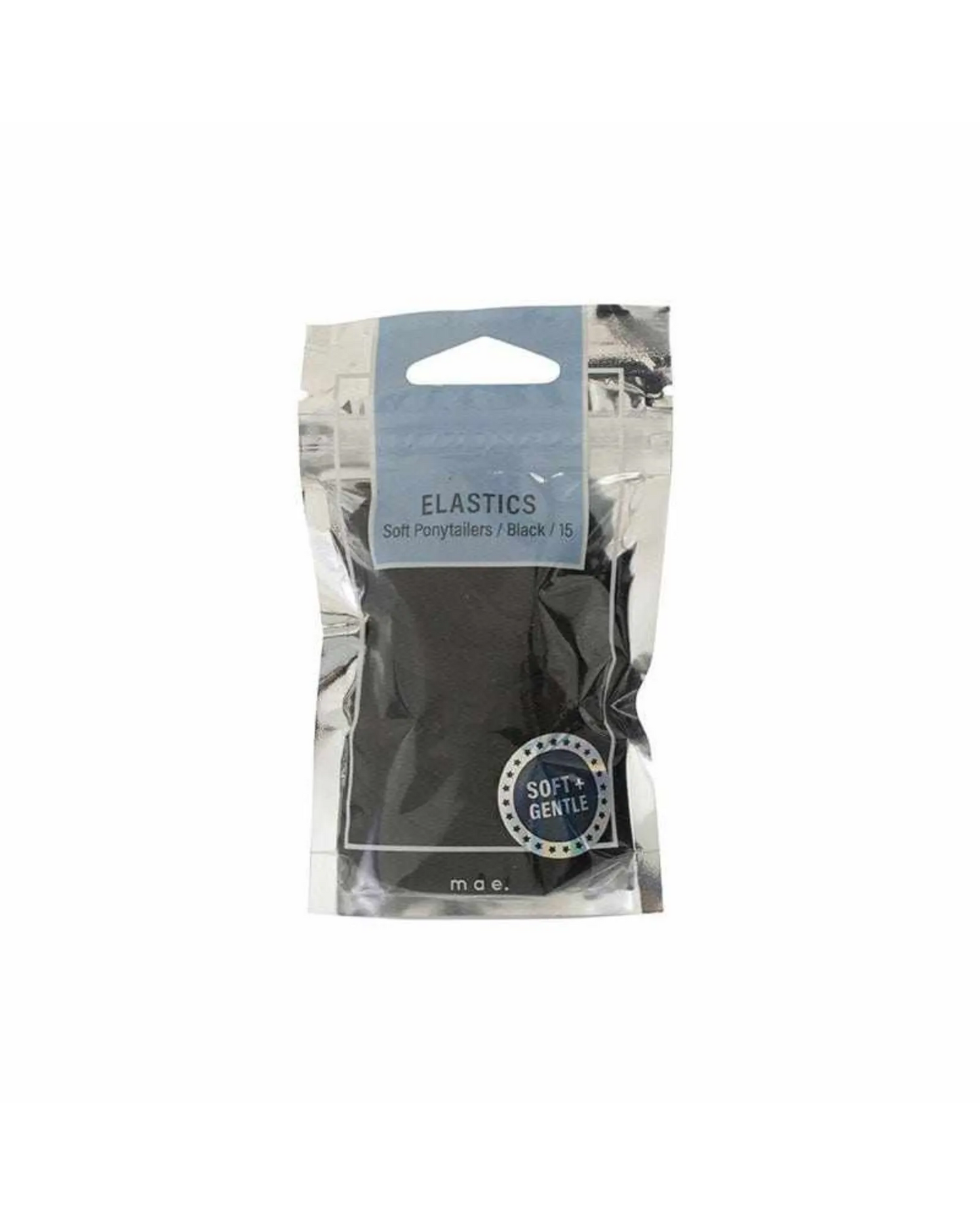 Mae Elastic Soft Ponytailers Black 15pk