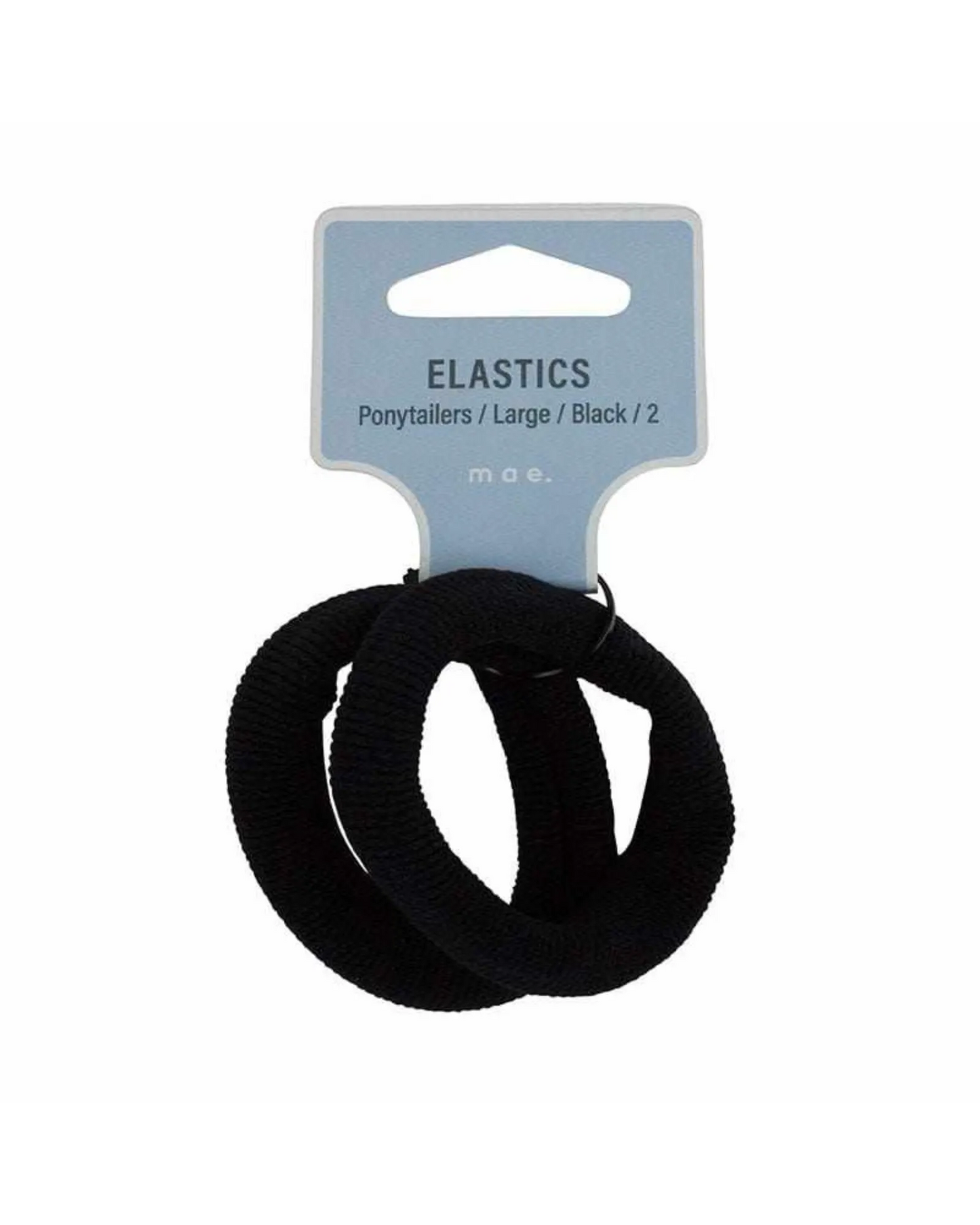 Mae Elastic Ponytailers Black Large 2pk