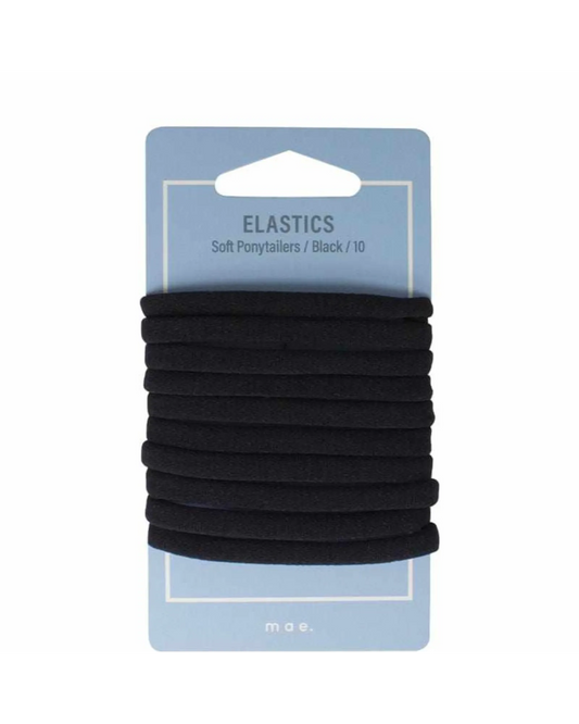 Mae Elastic Ponytailers Soft Black 10pk