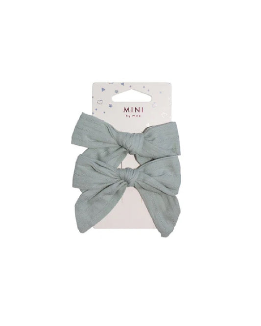 Mini By Mae Alligator Clip Bow Green 2pk