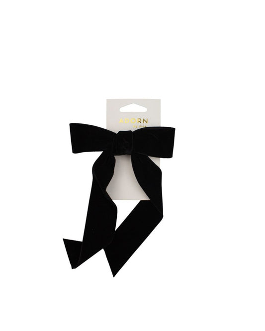 Adorn By Mae Barrette Velvet Bow Black