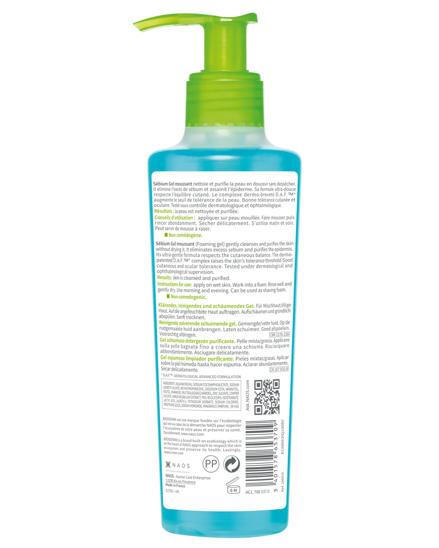 Bioderma Sebium Gel Moussant Purifying Foaming Gel Cleanser 200ml