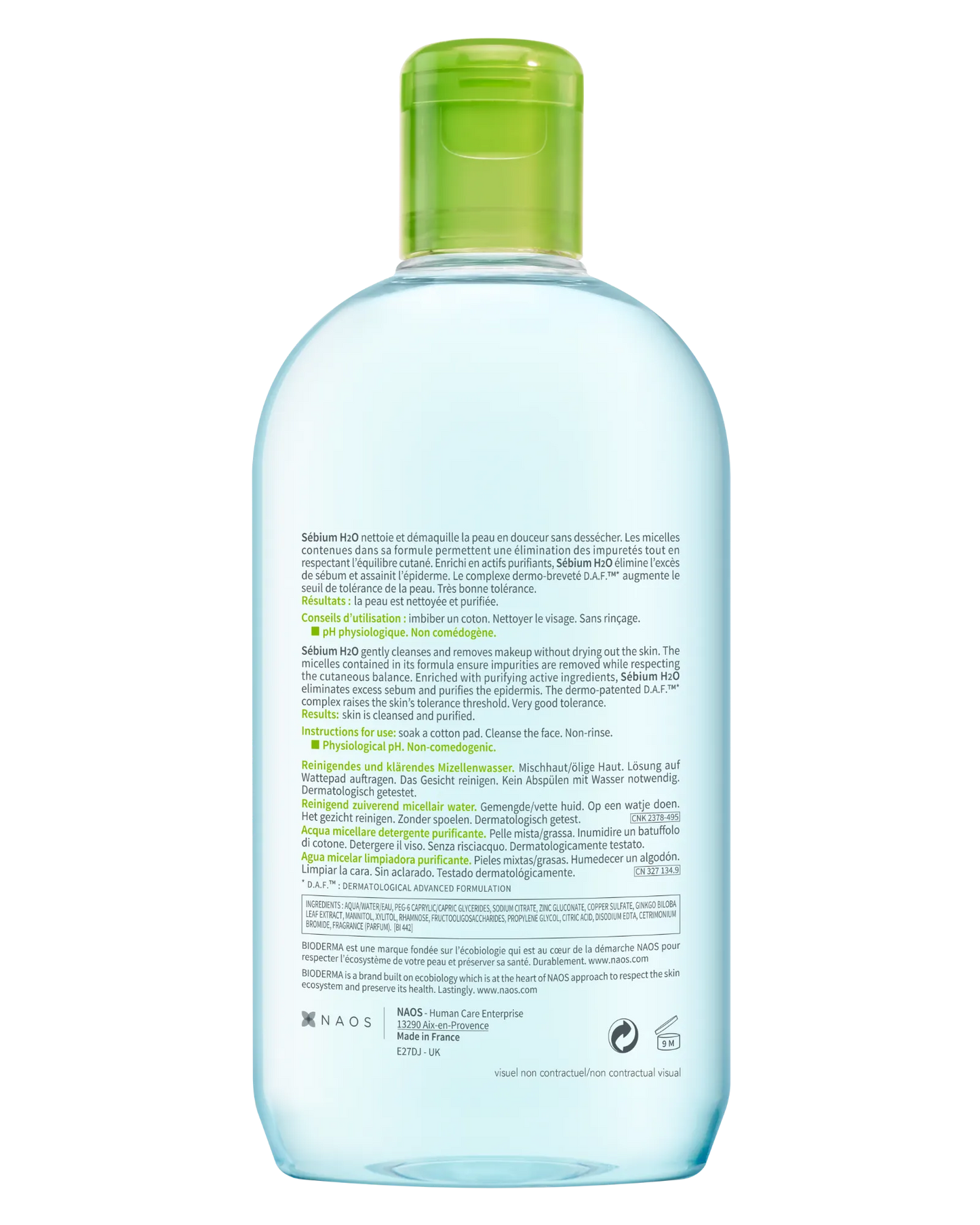 Bioderma Sebium H2O Purifying Micellar Water Cleanser 500ml