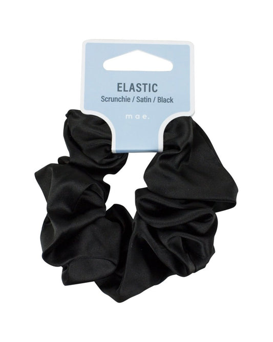 Mae Elastic Satin Scrunchie Black