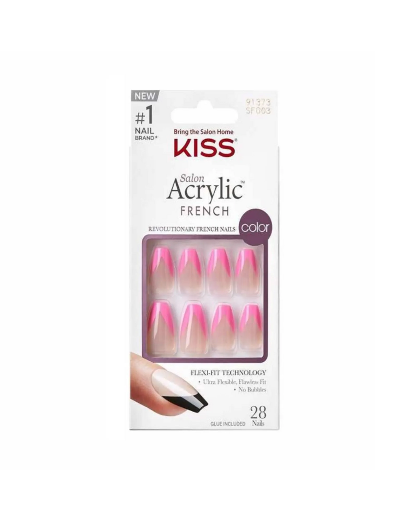 KISS Salon Acrylic French Colour Nails Squared 28pk