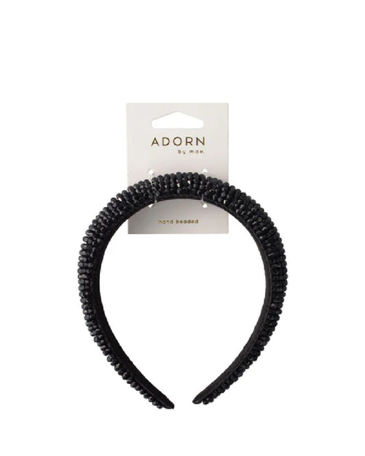 Adorn By Mae Headband Luxe Beaded Black