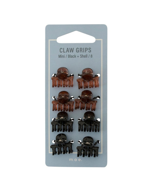 Mae Claw Grip Mini Black Tort 8pk