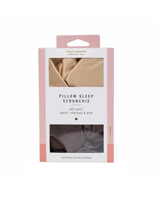 Simply Essentials Scrunchie Charcoal & Gold 2pk