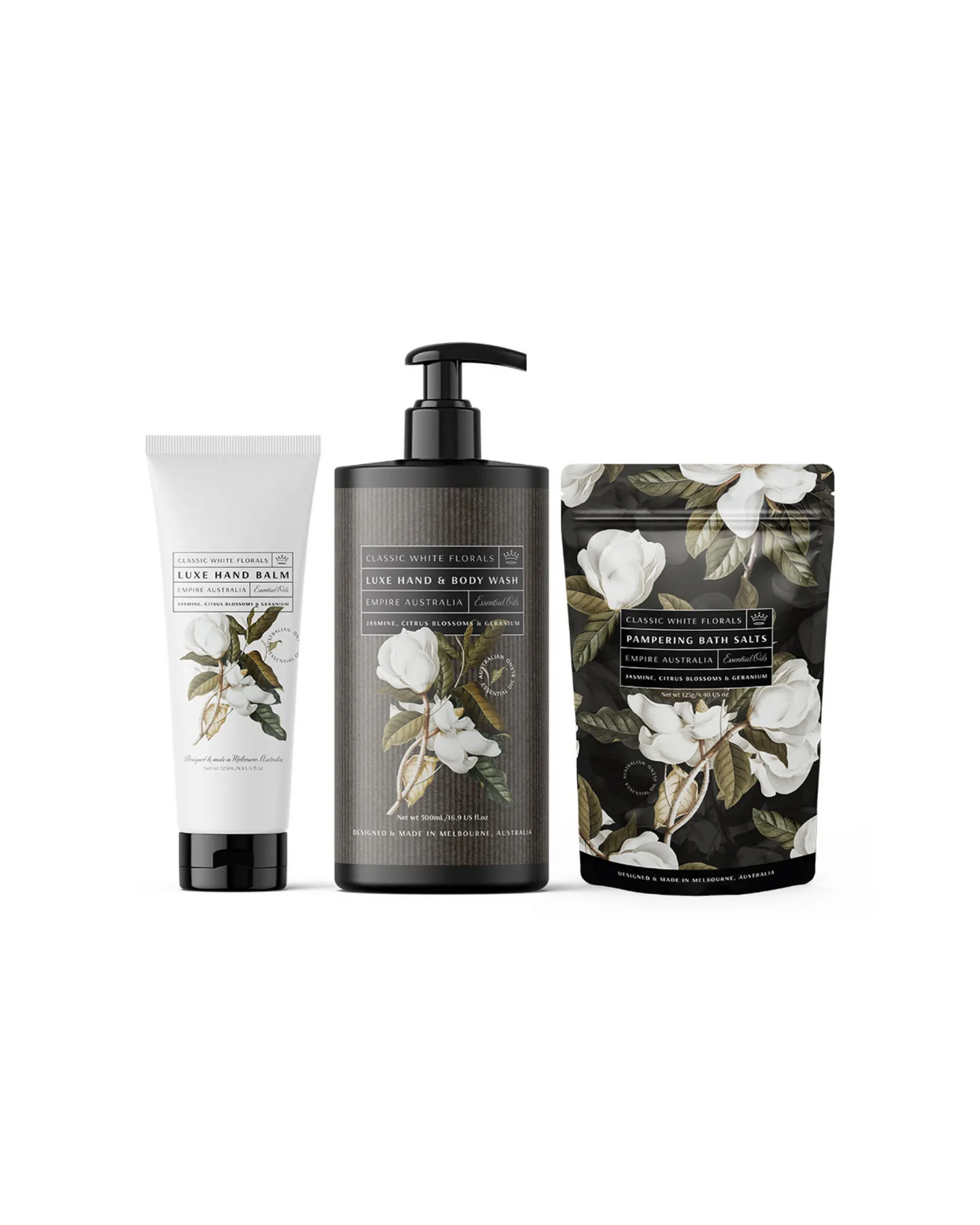 Classic White Florals Jasmine, Citrus & Geranium Pamper Gift Set