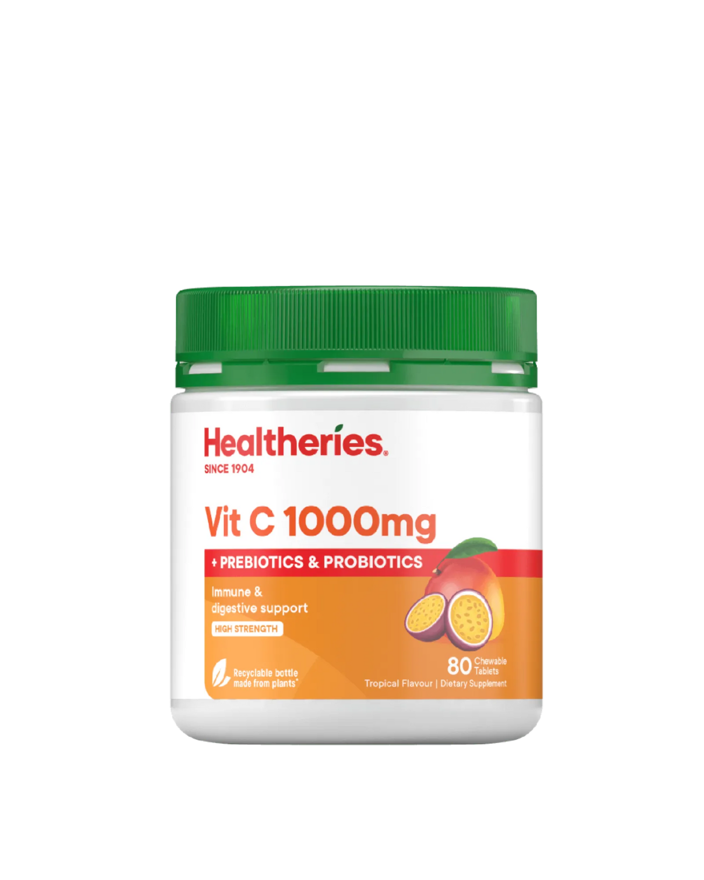 Healtheries Vit C 1000mg with Prebiotics & Probiotics 80 Chewable Tablets