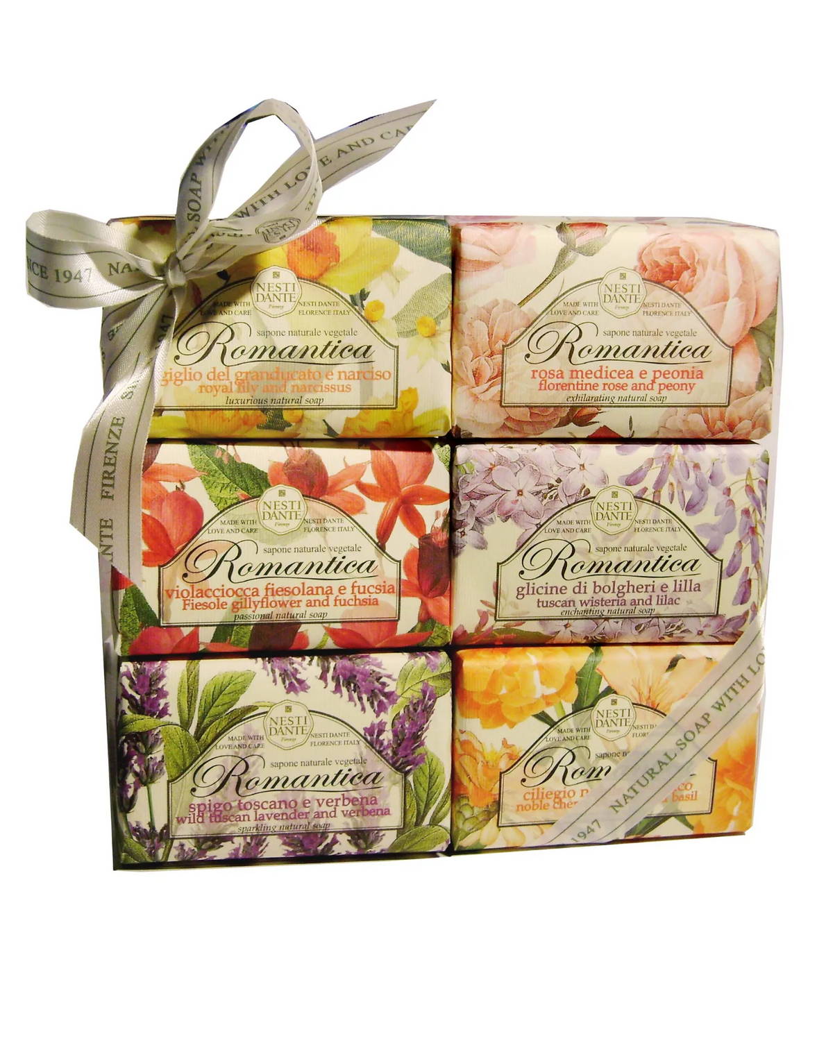 Nesti Dante, Soap Gift Set, Lavender, Verbena, Rose, Peony, Wisteria, Lilac, Cherry Blossom, Basil, Lily, Narcissus, Gillyflower, Fuchsia, Gift