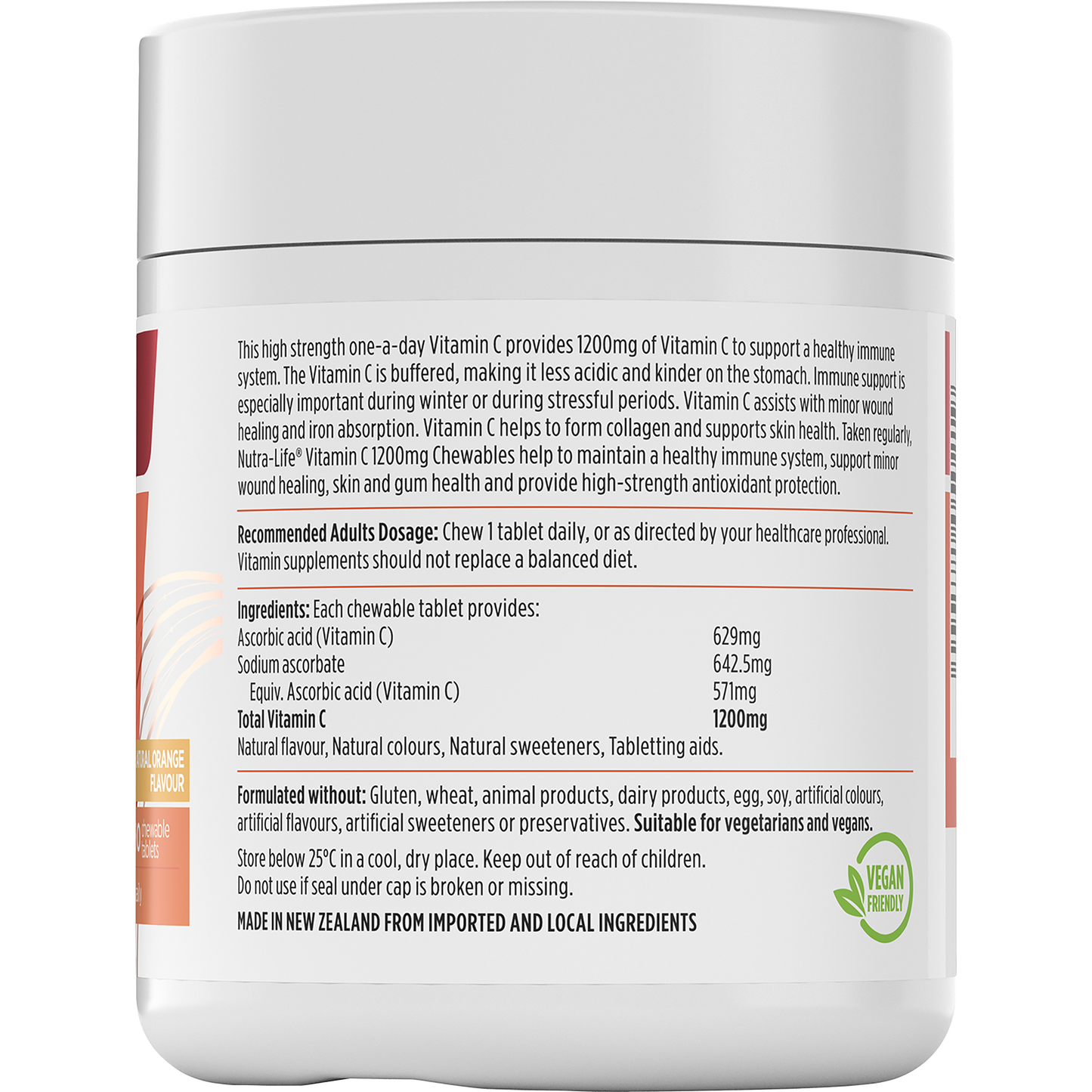 Nutra-Life Vitamin C 1200mg Chewables 50 Tablets