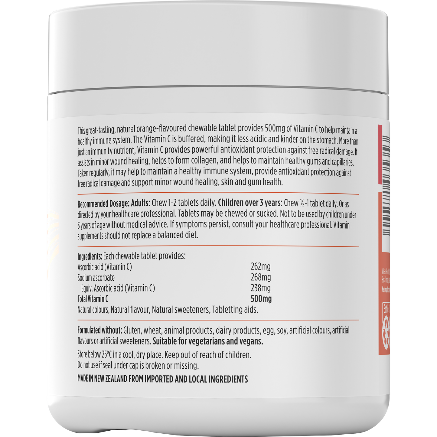 Nutra-Life Vitamin C 500mg Chewables 200 Tablets