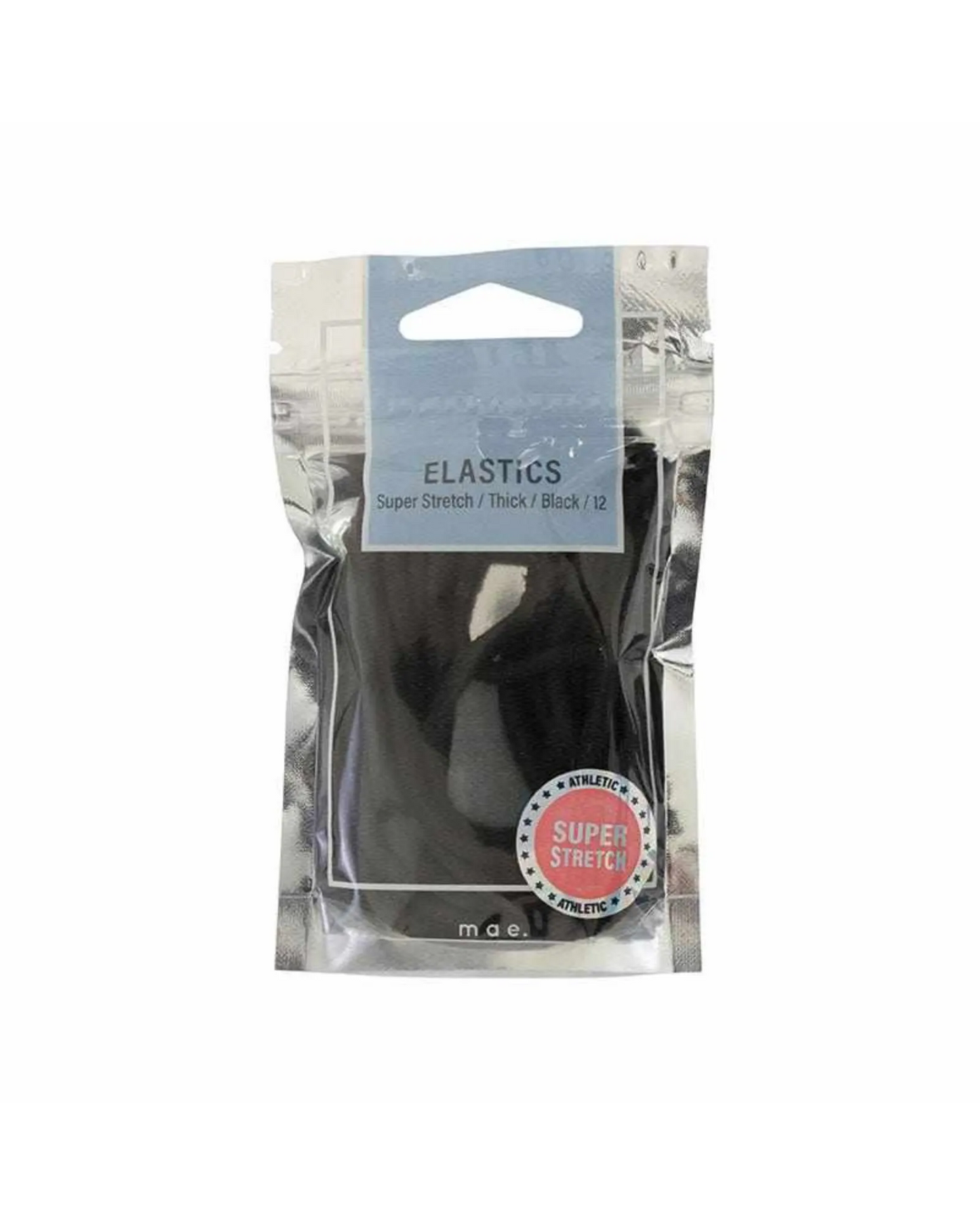 Mae Elastic Super Stretch Thick Black 12pk