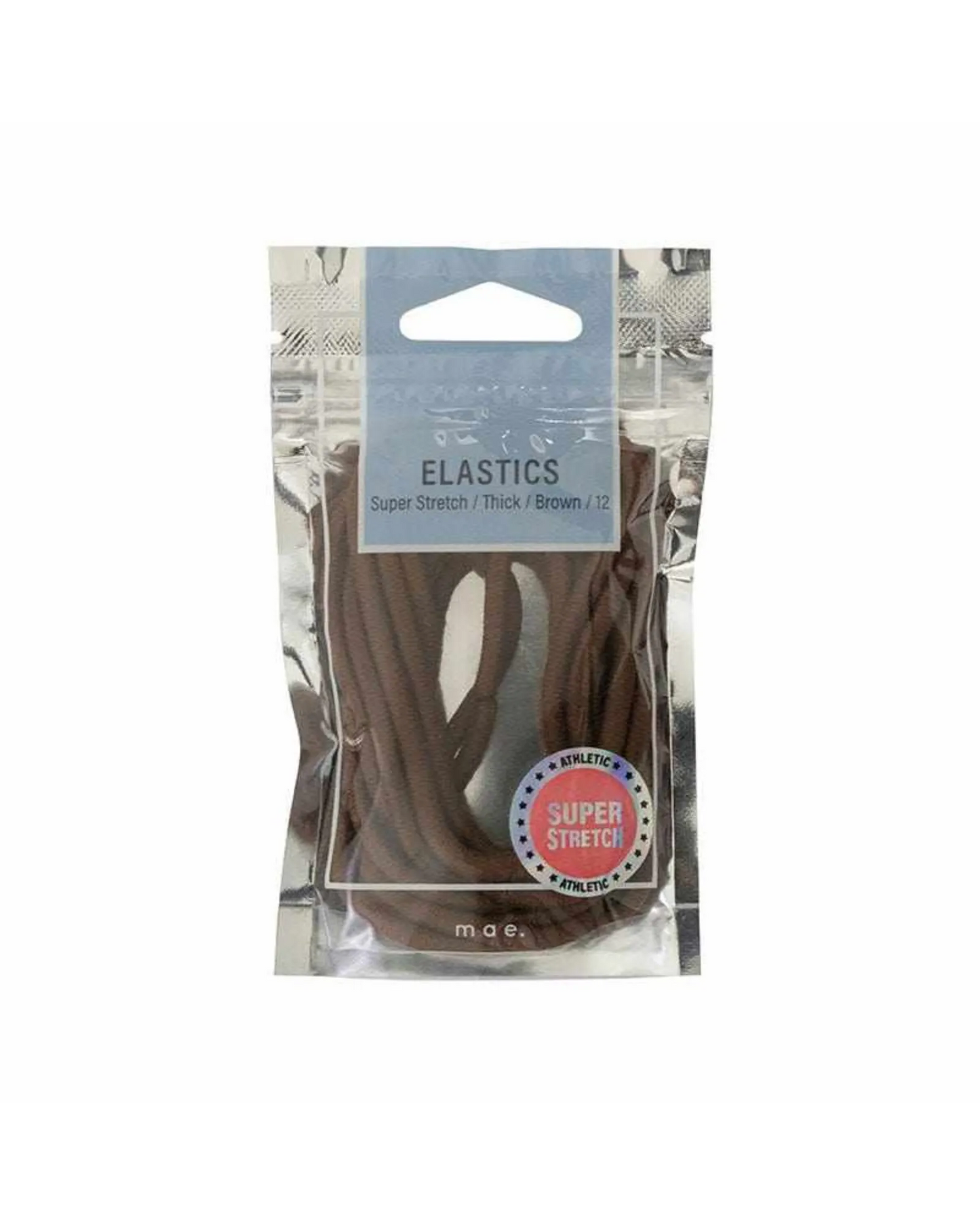 Mae Elastic Super Stretch Thick Brown 12pk