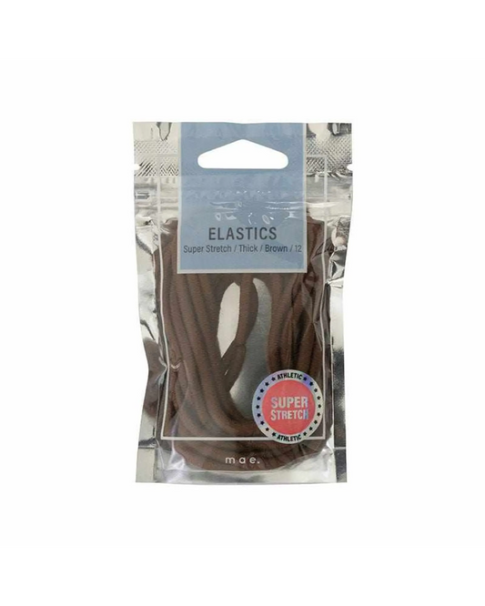 Mae Elastic Super Stretch Thick Brown 12pk