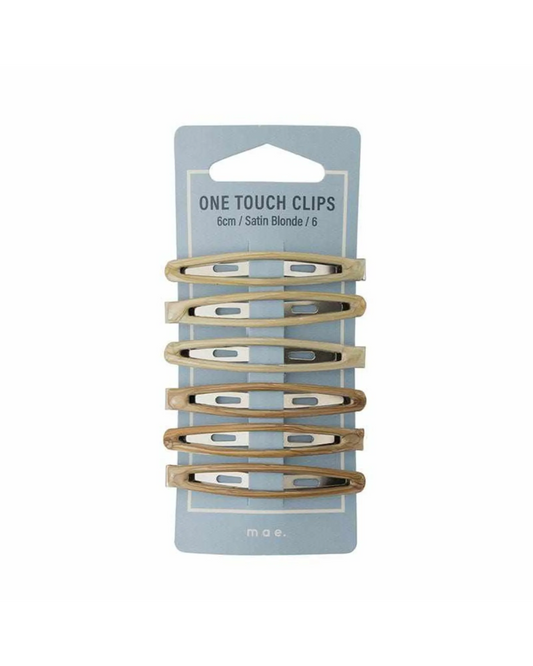 Mae One Touch Clip 6cm Satin Blonde 6pk