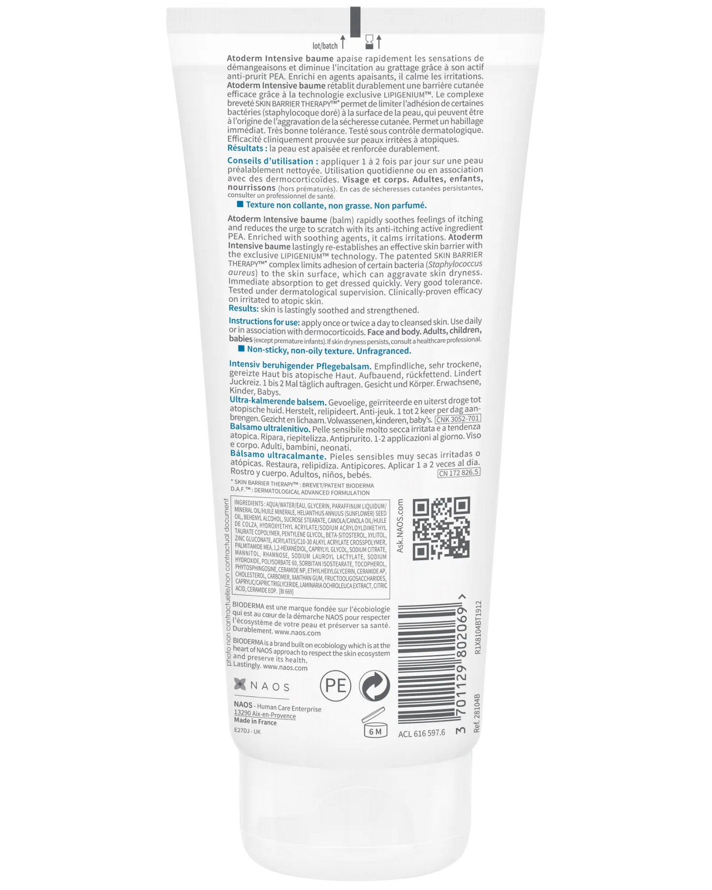 Bioderma Atoderm Intensive Baume Barrier Replenishing Moisturiser 200ml