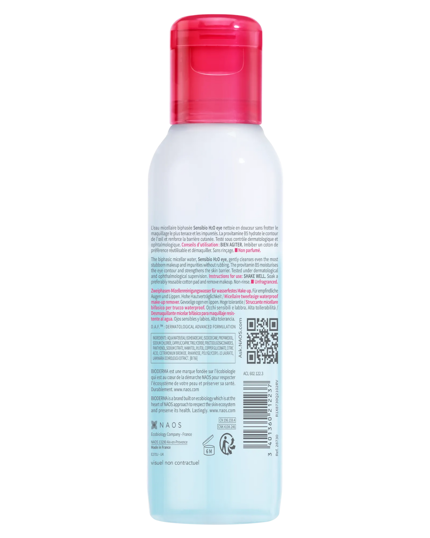 Bioderma Sensibio H2O Eye Biphasic Micellar Waterproof Makeup Remover 125ml
