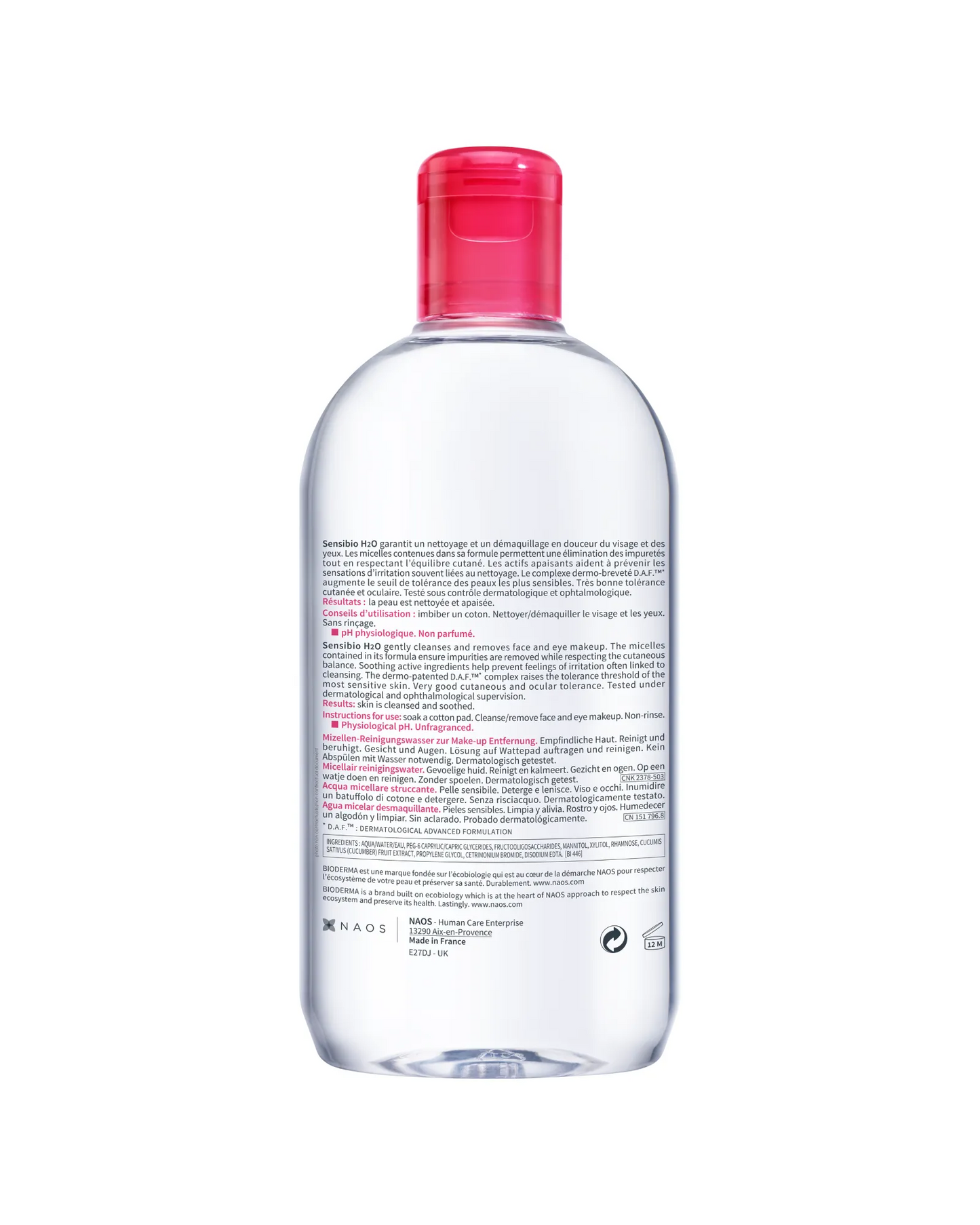 Bioderma Sensibio H2O Soothing Micellar Water Cleanser 500ml