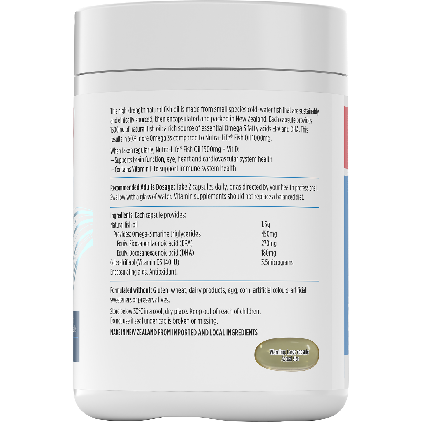 Nutra-Life Fish Oil 1500mg Plus Vit D 180 Capsules
