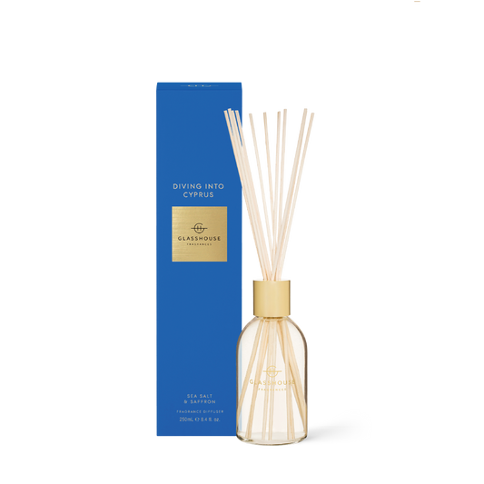 Glasshouse Fragrances, glasshouse, diffuser, Diving Into Cyprus, decor