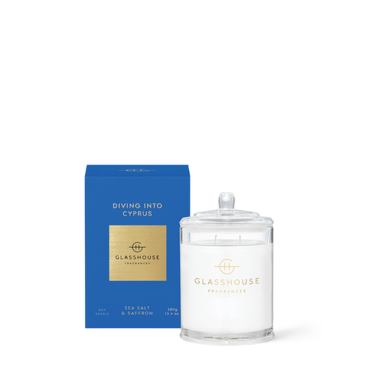 Glasshouse Fragrances, glasshouse, candle, Diving Into Cyprus, decor
