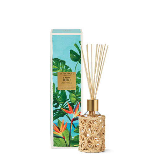 Glasshouse Balmy Breeze 250ml Fragrance Diffuser & Raffia Diffuser Holder