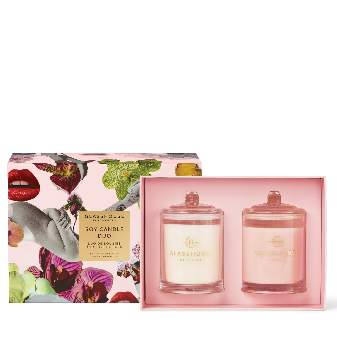 Glasshouse Radiance In Bloom & Velvet Rhapsody Candle Duo
