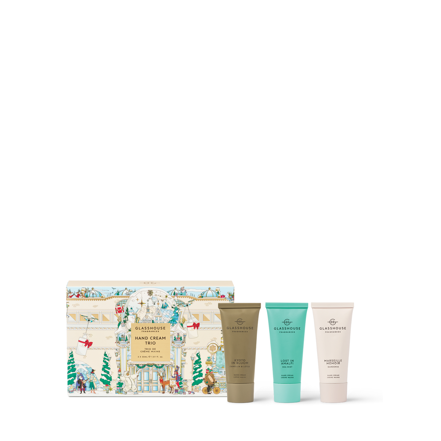 Glasshouse Kyoto In Bloom, Lost In Amalfi & Marseille Memoir Hand Care Trio