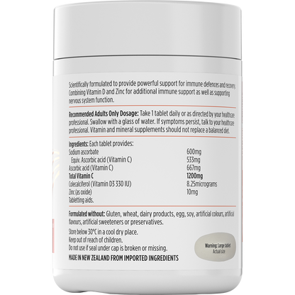 Nutra-Life High Strength Vit C 1200mg + Vit D + Zinc 120 Tablets