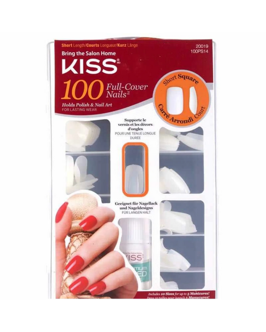 KISS 100 Full-Cover Nails Short Square Kit
