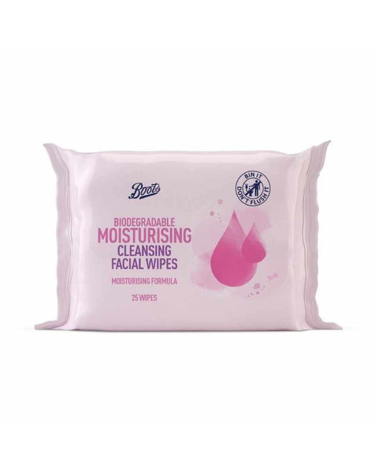 Boots Biodegradable Moisturising Cleansing Wipes 25pk