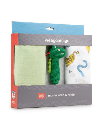 Muslin Wrap & Rattle-Jungle
