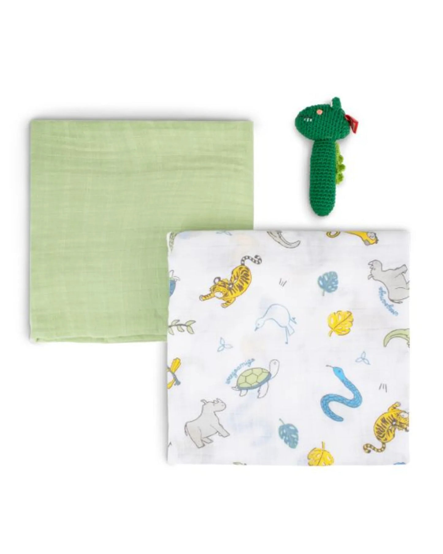 Muslin Wrap & Rattle-Jungle