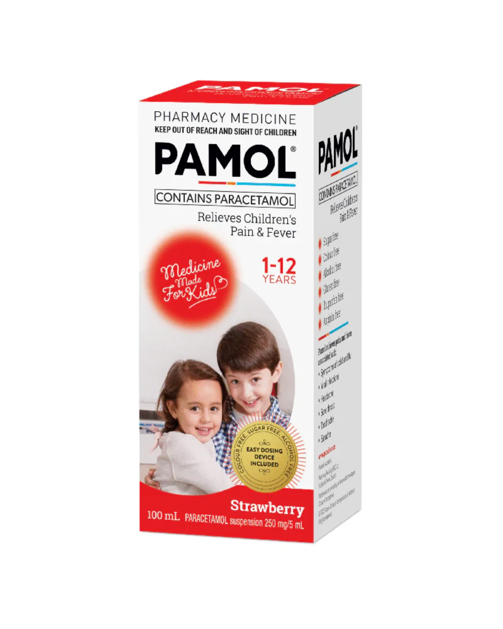 Pamol All Ages Strawberry Colour Free 100ml