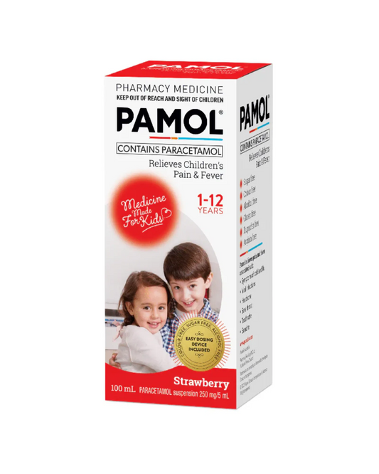 Pamol All Ages Strawberry Colour Free 100ml