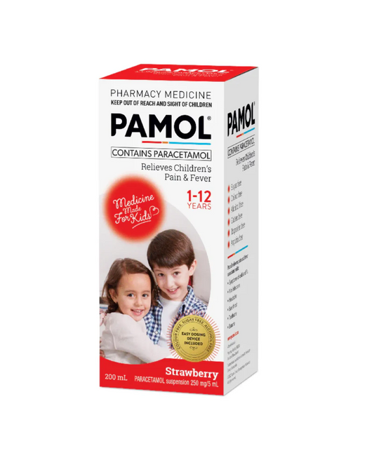 Pamol All Ages Strawberry Colour Free 200ml
