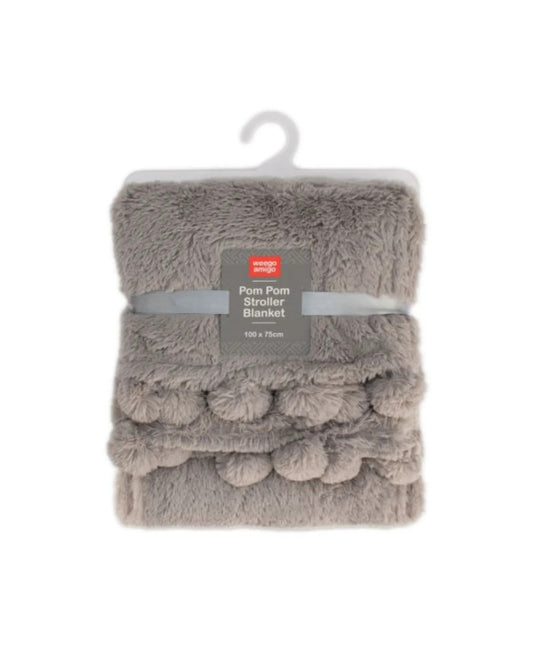 Plush Pom Pom Blanket-Grey