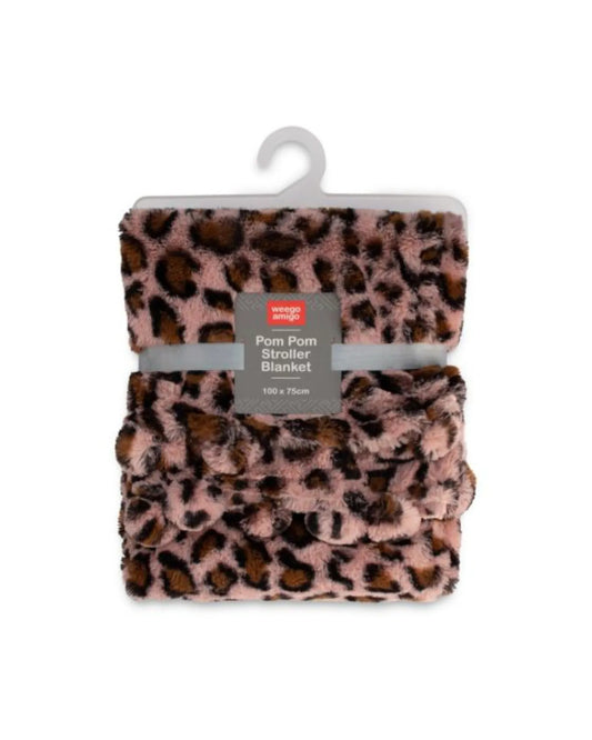 Plush Pom Pom Blanket-Leopard Pink