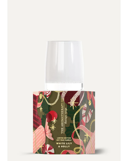 The Festive Collection White Lily & Holly Scented Candle 80g