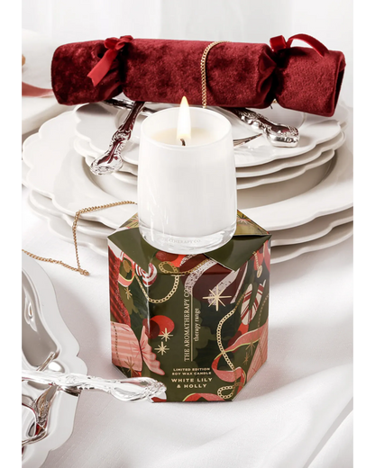 The Festive Collection White Lily & Holly Scented Candle 80g