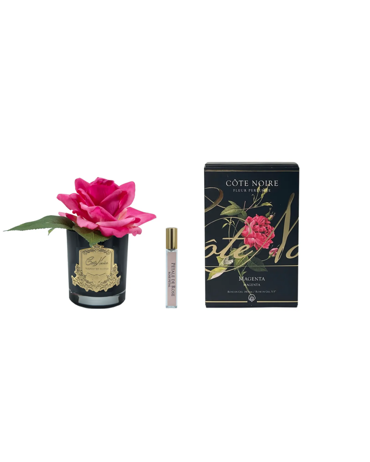 Cote Noire Single Rose Magenta - Dark Glass with Gold Badge