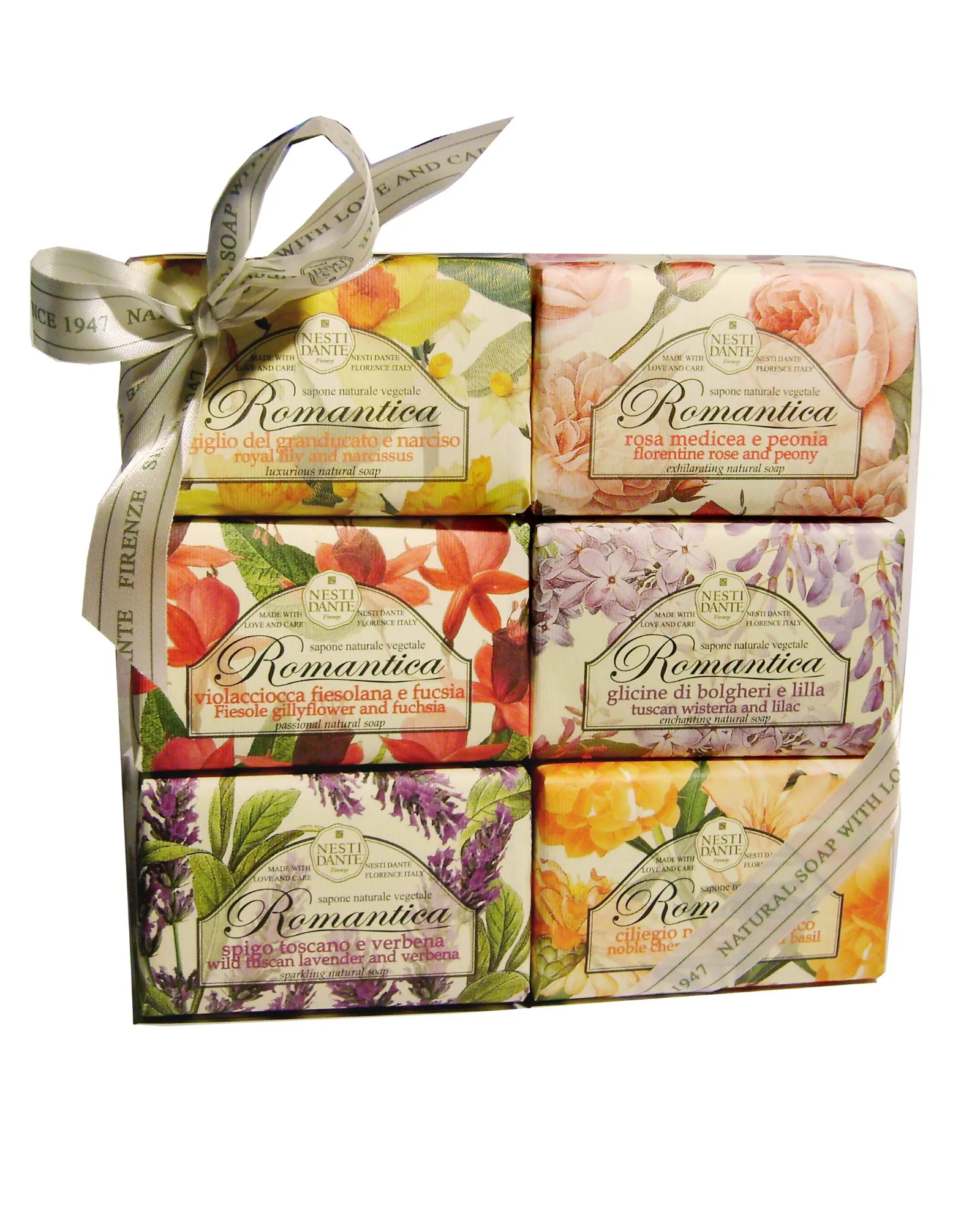 Nesti Dante, Soap Gift Set, Lavender, Verbena, Rose, Peony, Wisteria, Lilac, Cherry Blossom, Basil, Lily, Narcissus, Gillyflower, Fuchsia, Gift