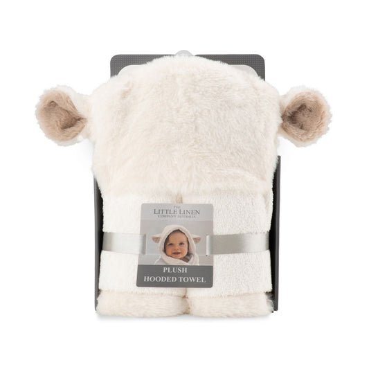 Plush Hooded Towel - Farmyard Lamb