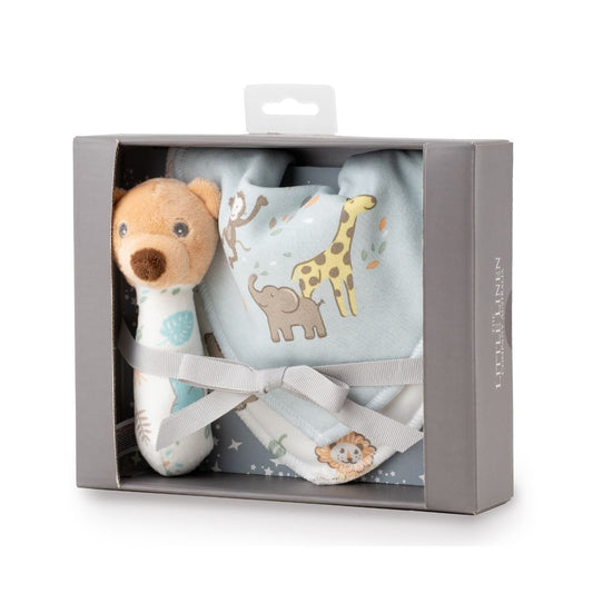 Rattle & Bib Set - Safari Bear
