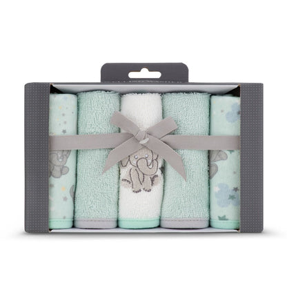 Towelling Washer 5Pk - Starburst Elephant