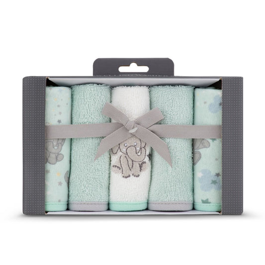 Towelling Washer 5Pk - Starburst Elephant