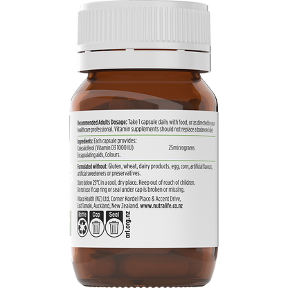 Nutra-Life Vitamin D3 1000 IU 60 Capsules