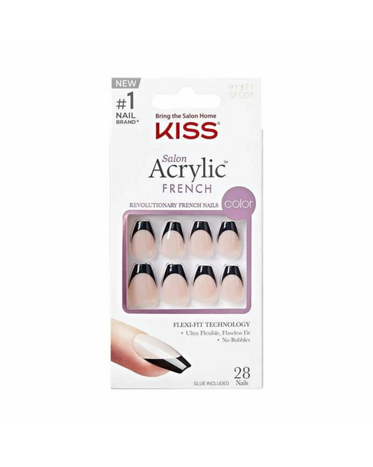 KISS Salon Acrylic French Colour Nails Flamed 28pk